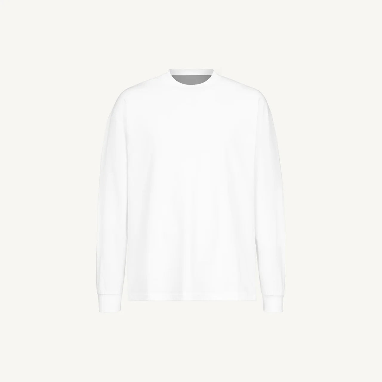 Handmayk Luxury Oversized Fit with Crew Neck and Long Sleeve T-Shirt for Adults (White)