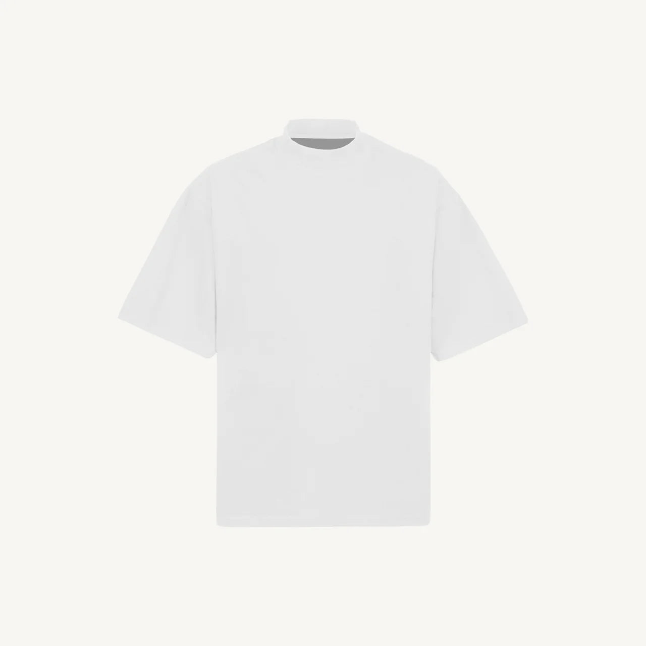 Handmayk Luxury Oversized Fit with Mock Neck T-Shirt for Adults (White)