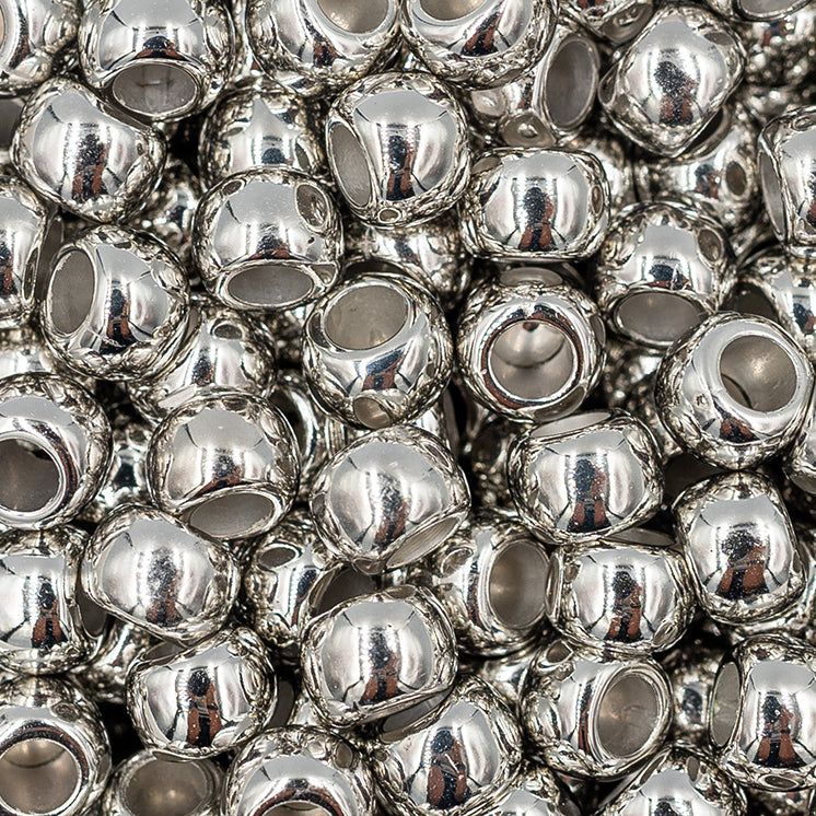 Handmayk Plastic Beads (Pack of 24) (Silver)
